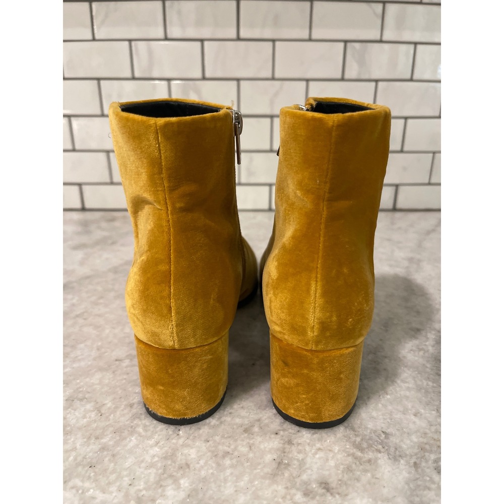 Via Spiga Ankle Boots Womens 6 Gold Velvet Square Toe Block Heel Booties - Picture 4 of 7